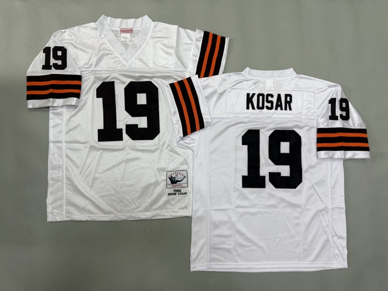 Men 2025 Cleveland Browns 19 Kosar white Throwback Limited NFL Jersey style 001